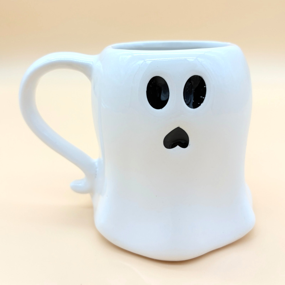 Ghost Mug White Ceramic Halloween Coffee Cup Spooky Tail Handle Cute Decor